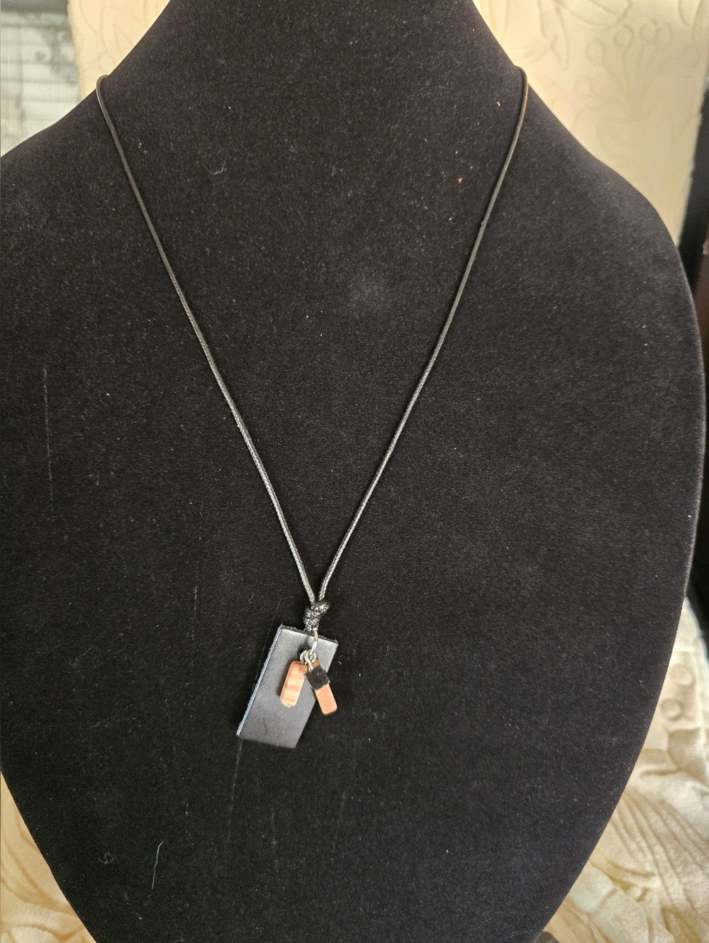 NWT Black Cord Pendant Necklace Modern Minimalist Geometric